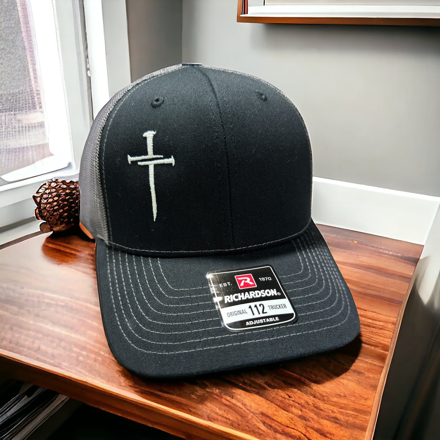 Nailed It Hat: 3 Nails Cross Embroidered Cap